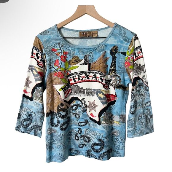 Don't Mess With Texas Women's Graphic 3/4 Sleeve T-Shirt Size Large - Picture 1 of 4